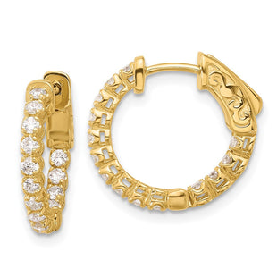 14K . 28- In/Out Hoop w/ Safety Clasp Diamond Earrings (Style XE3261AA)