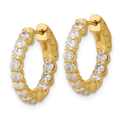14K In/Out Hoop w/ Safety Clasp Diamond Earrings