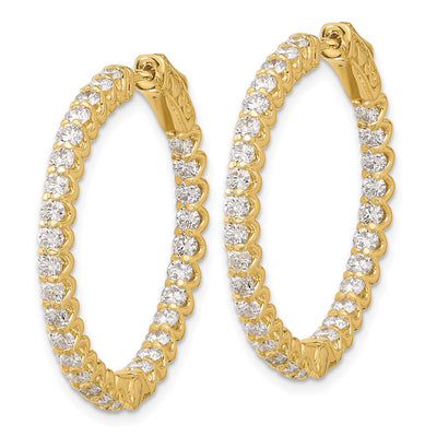 14K In/Out Hoop w/ Safety Clasp Diamond Earrings