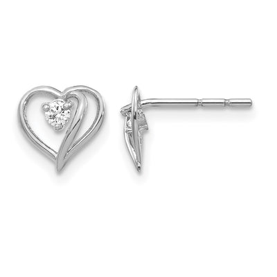 14K White Gold Fancy Diamond Heart Earring Mountings, 8 x 8mm