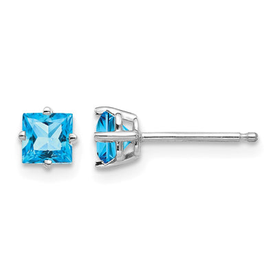 14K White Gold Square Earring Mounting, 4 x 4mm