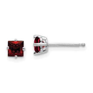 14k White Gold Princess Cut Garnet Earrings (Style XE60WGA)