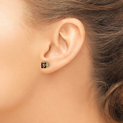 14K Square Smoky Quartz Earrings, 6 x 6mm