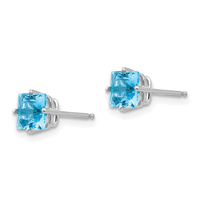 14K White Gold Square Earring Mounting, 5 x 5mm