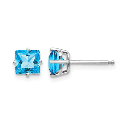 14K White Gold Square Earring Mounting, 5 x 5mm