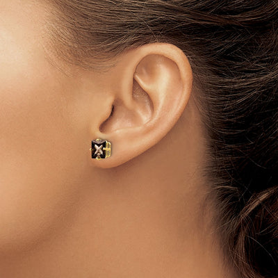 14K Square Smoky Quartz Earrings, 8 x 8mm