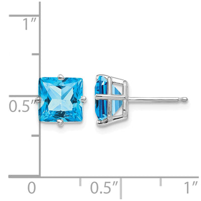 14K White Gold Square Earring Mounting, 7 x 7mm