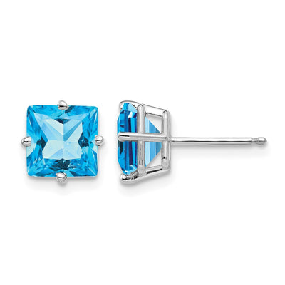 14K White Gold Square Earring Mounting, 7 x 7mm