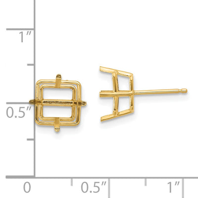 14K Square Earring Mountings, 9 x 9mm