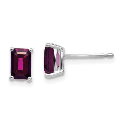 14K White Gold Emerald Earring Mountings, 7 x 4mm