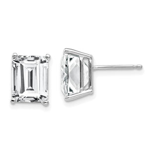 14k White Gold Emerald Cut Cubic Zirconia Earrings (Style XE68WCZ)
