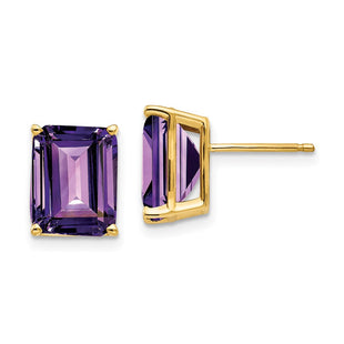 14k Emerald Cut Amethyst Earrings (Style XE69AM)