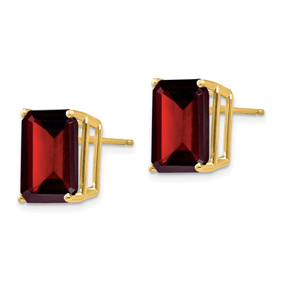 14K Emerald Cut Garnet Stud Earrings