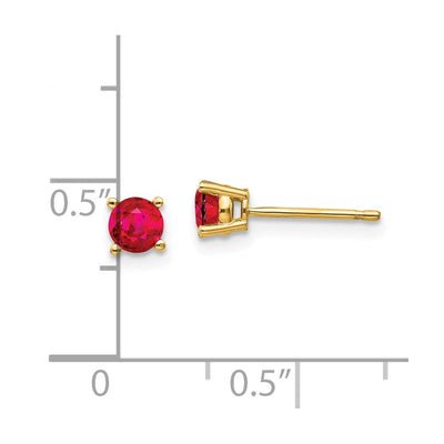 14K Ruby Post Earrings, 4 x 4mm