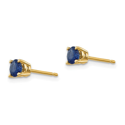 14K Sapphire Post Earrings, 4 x 4mm