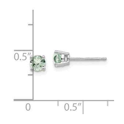 14kw Round Green Quartz Earrings, 5 x 5mm