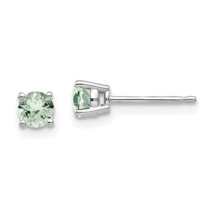 14kw Round Green Quartz Earrings (Style XE71WAG)