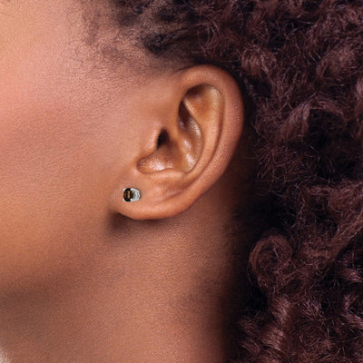 14kw Round Smoky Quartz Earring, 5 x 5mm