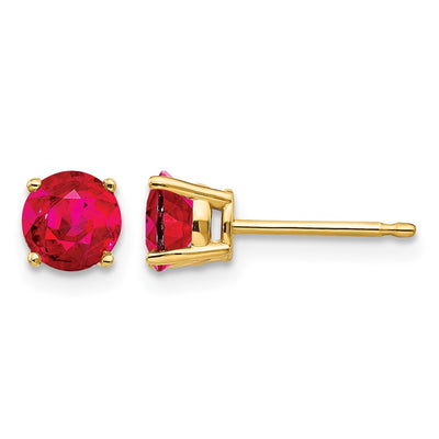 14K Ruby Post Earrings, 5 x 5mm