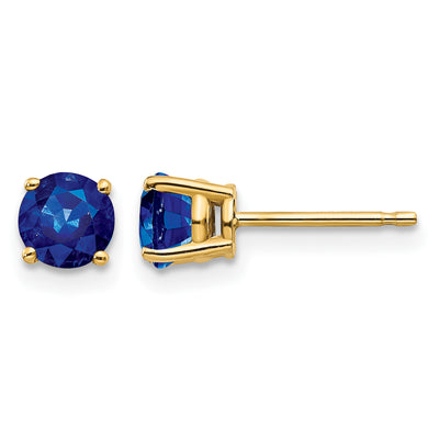 14K Sapphire Post Earrings, 5 x 5mm