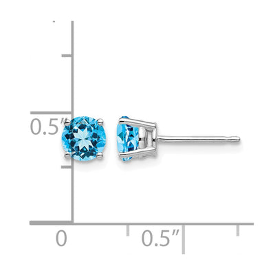 14K White Gold Round Earring Mounting, 5 x 5mm