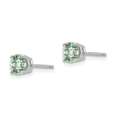 14kw Round Checker-Cut Green Quartz Earrings, 6 x 6mm
