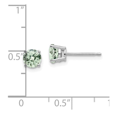14kw Round Checker-Cut Green Quartz Earrings, 6 x 6mm