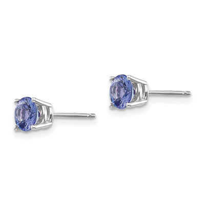 14K White Gold Tanzanite Earrings, 5 x 5mm