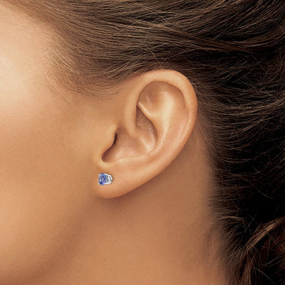 14K White Gold Tanzanite Earrings, 5 x 5mm