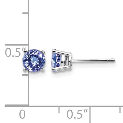 14K White Gold Tanzanite Earrings, 5 x 5mm