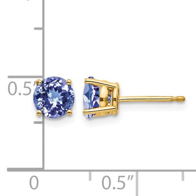 14K Tanzanite Post Earrings, 6 x 6mm