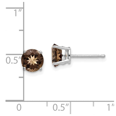 14kw Round Smoky Quartz Earrings, 7 x 7mm
