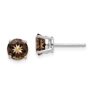 14kw Round Smoky Quartz Earrings (Style XE73WSQ)