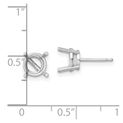 14K White Gold Round Earring Mounting, 7 x 7mm