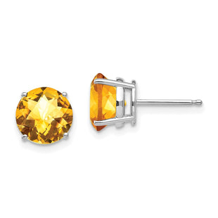 14k White Gold Citrine Checker Earrings (Style XE75WCC)