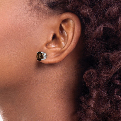 14kw Round Smoky Quartz Earrings, 9 x 9mm