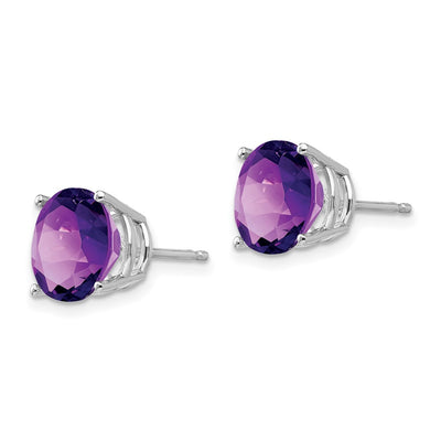 14K White Gold Amethyst Round Stud Earrings