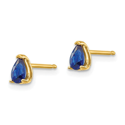 14K Sapphire Post Earrings, 6 x 3mm