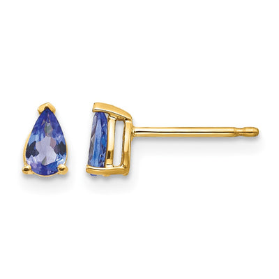 14K Tanzanite Post Earrings, 6 x 3mm