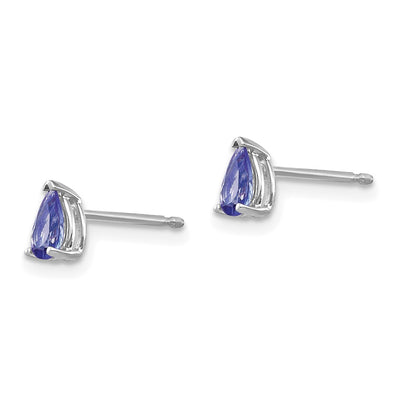 14K White Gold Tanzanite Earrings, 6 x 3mm