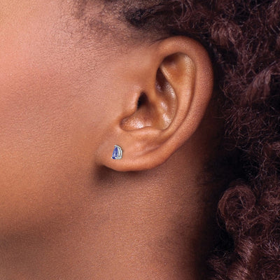 14K White Gold Tanzanite Earrings, 6 x 3mm