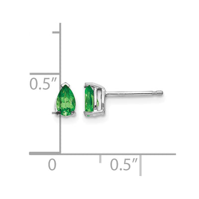 14K White Gold Tsavorite Earrings, 6 x 3mm