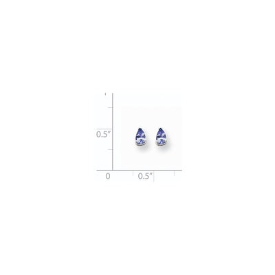 14K White Gold Tanzanite Earrings, 6 x 3mm