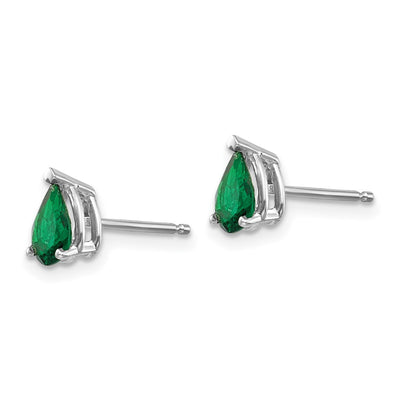 14K White Gold Tsavorite Earrings, 7 x 4mm