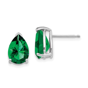 14k White Gold Mount St. Helens Pear Stud Earrings (Style XE83WMS)