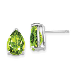 14k White Gold Pear Peridot Earrings (Style XE83WPE)
