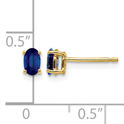 14K Sapphire Post Earrings, 5 x 3mm
