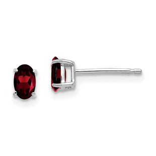 14k White Gold Oval Garnet Earrings (Style XE85WGA)