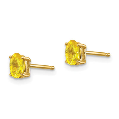 14K Yellow Sapphire Earrings, 5 x 3mm