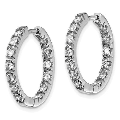 14K White Gold AA Diamond Hinged Hoop Earrings, 24 x 24mm